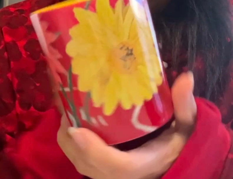 “Radiant Bloom” White 11oz White Gift Mug White Toiys Free Spirit Art